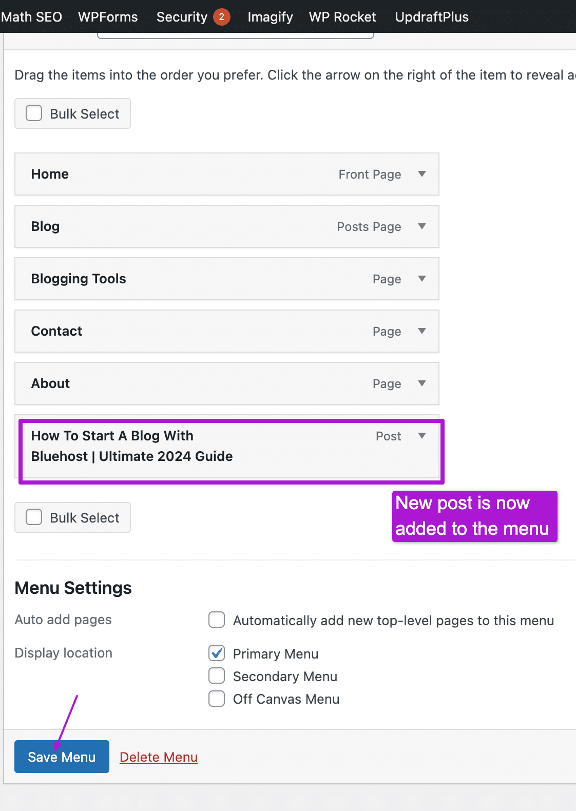 your post is now added to the meny. 