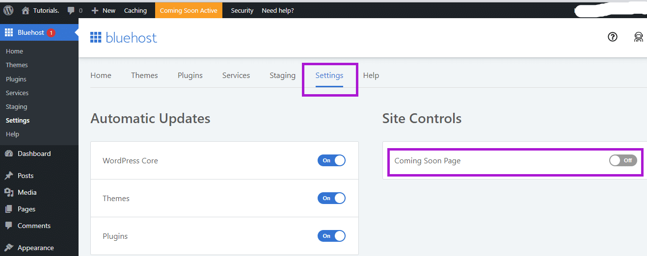 How to deactivate coming soon page in WordPress blog