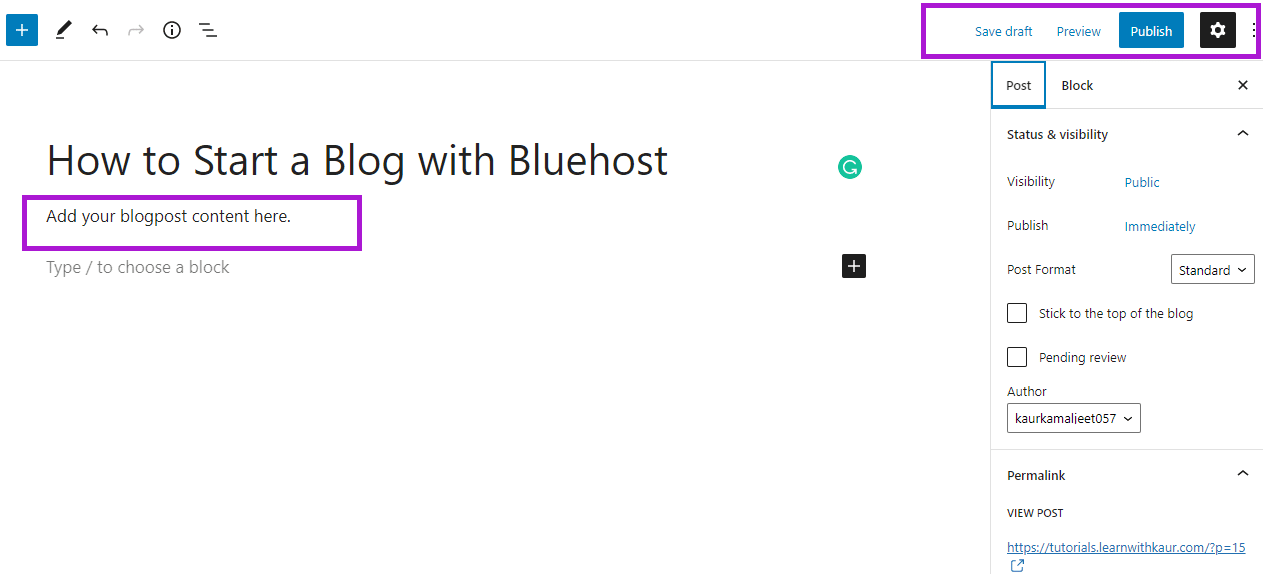 How to create a blog post in WordPress blog