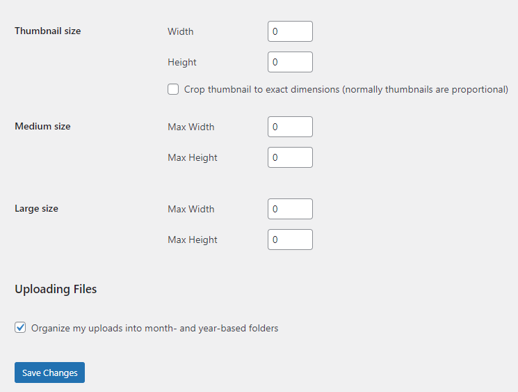 How to change media settings in WordPress