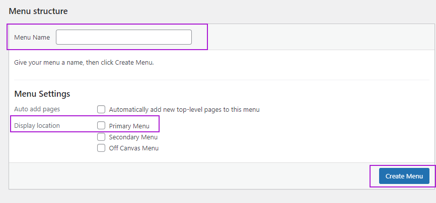 Create WordPress Menu