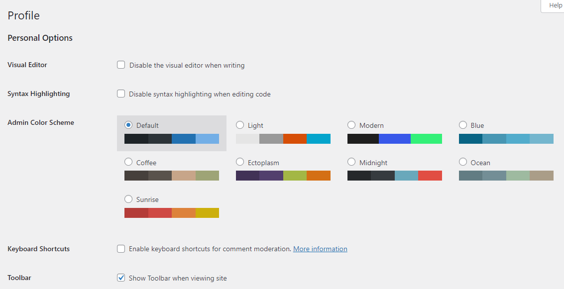 how to do WordPress user settings