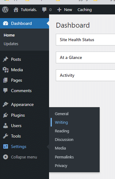 Access Wordpess settings