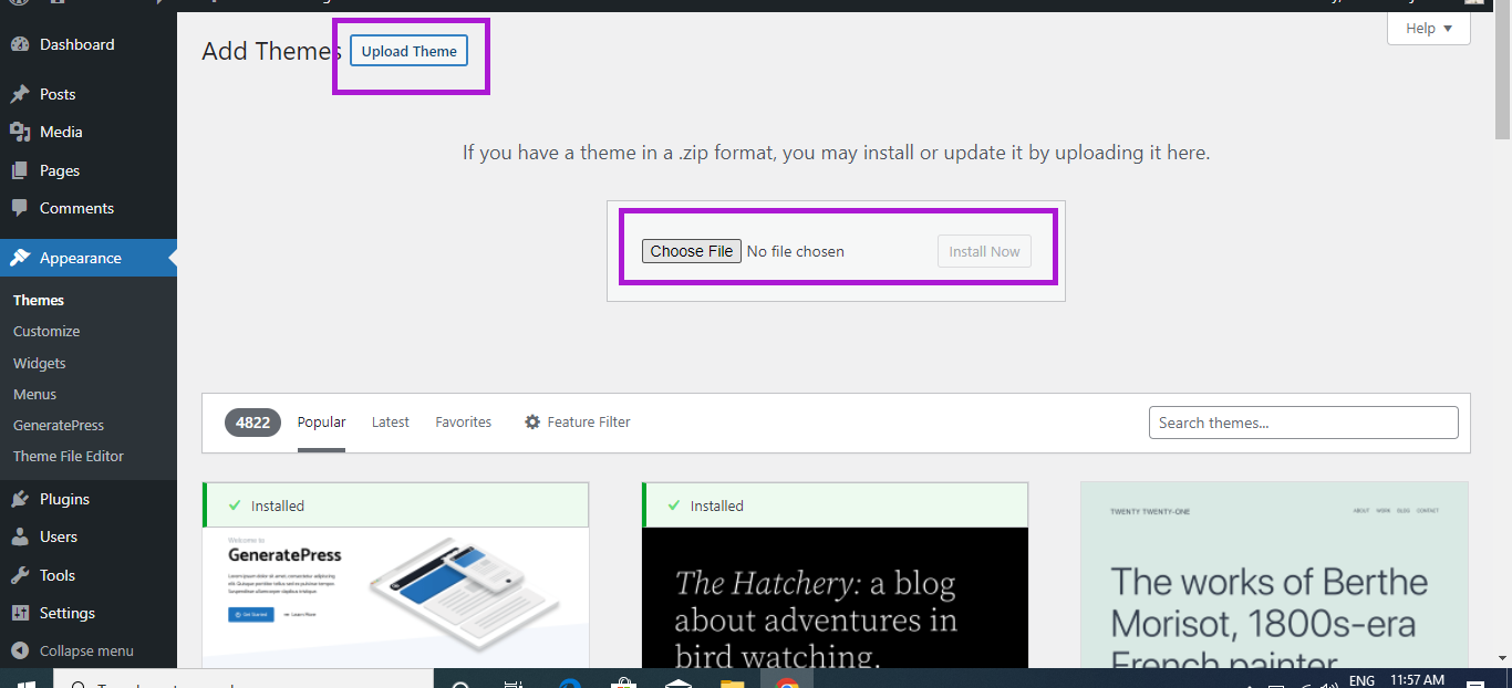 How to upload theme to wordpress blog