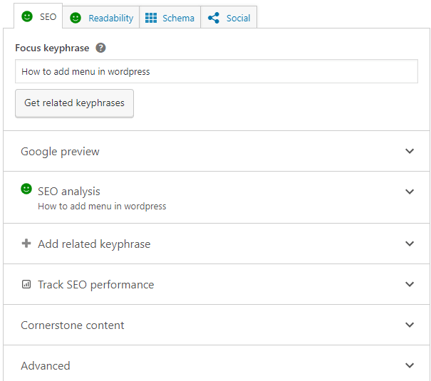 Yoast seo analysis