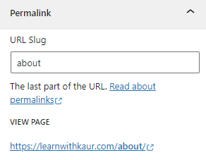 Permalink settings for WP Page