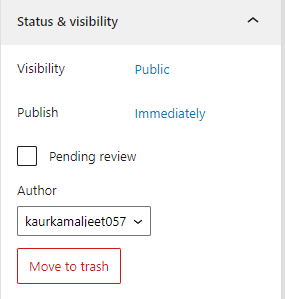 Status and visiblity settings