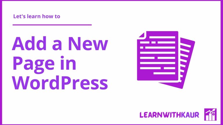 How to add a new page in WordPress