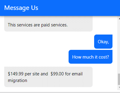 Bluehost migration services charges