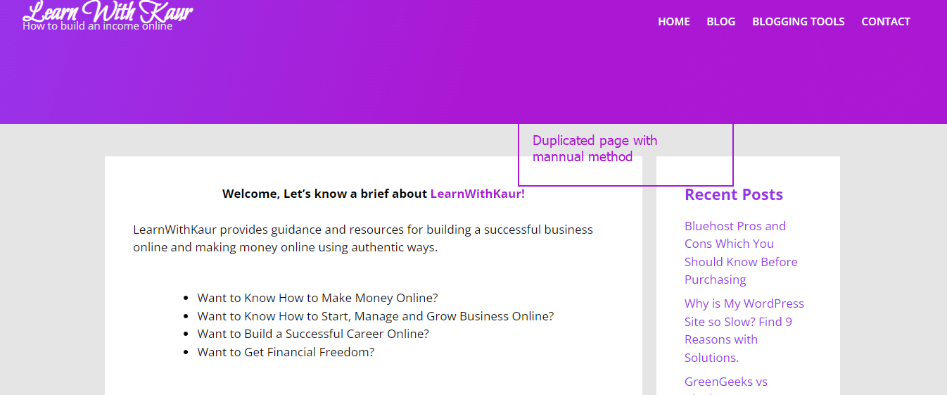 Dulicated page with mannual method