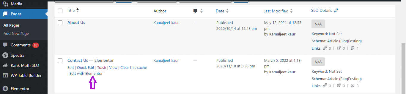 Navigate to elementor page that you want to copy