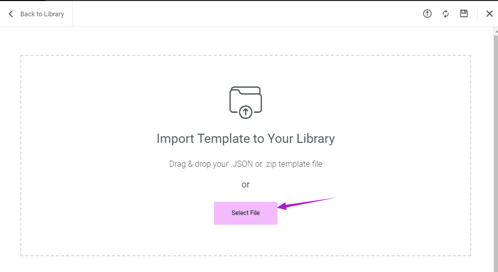 Select template file for importing