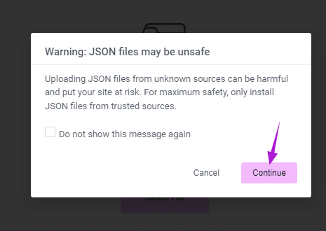 Click continue if file is safe to use