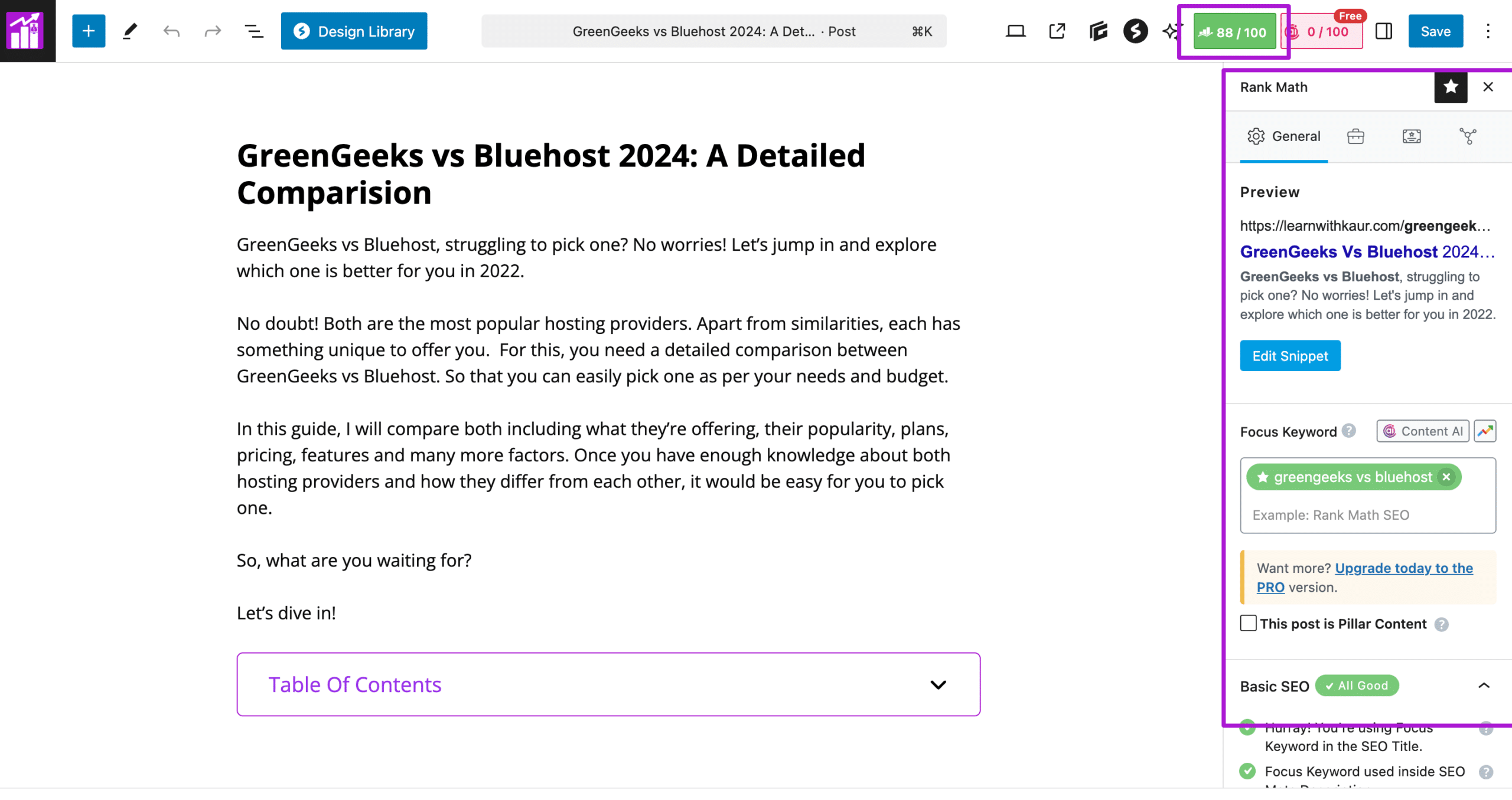 RankMath's On-Page Analysis Review