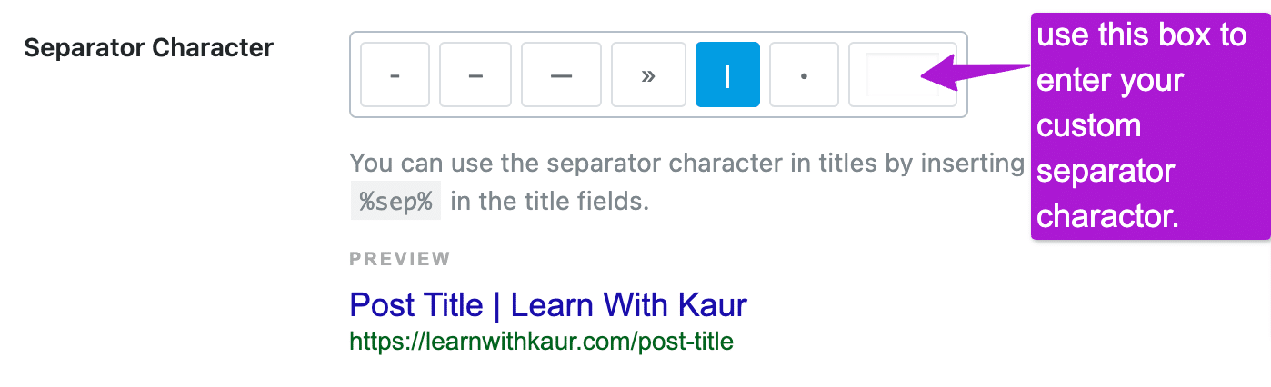 Set separator charactor 