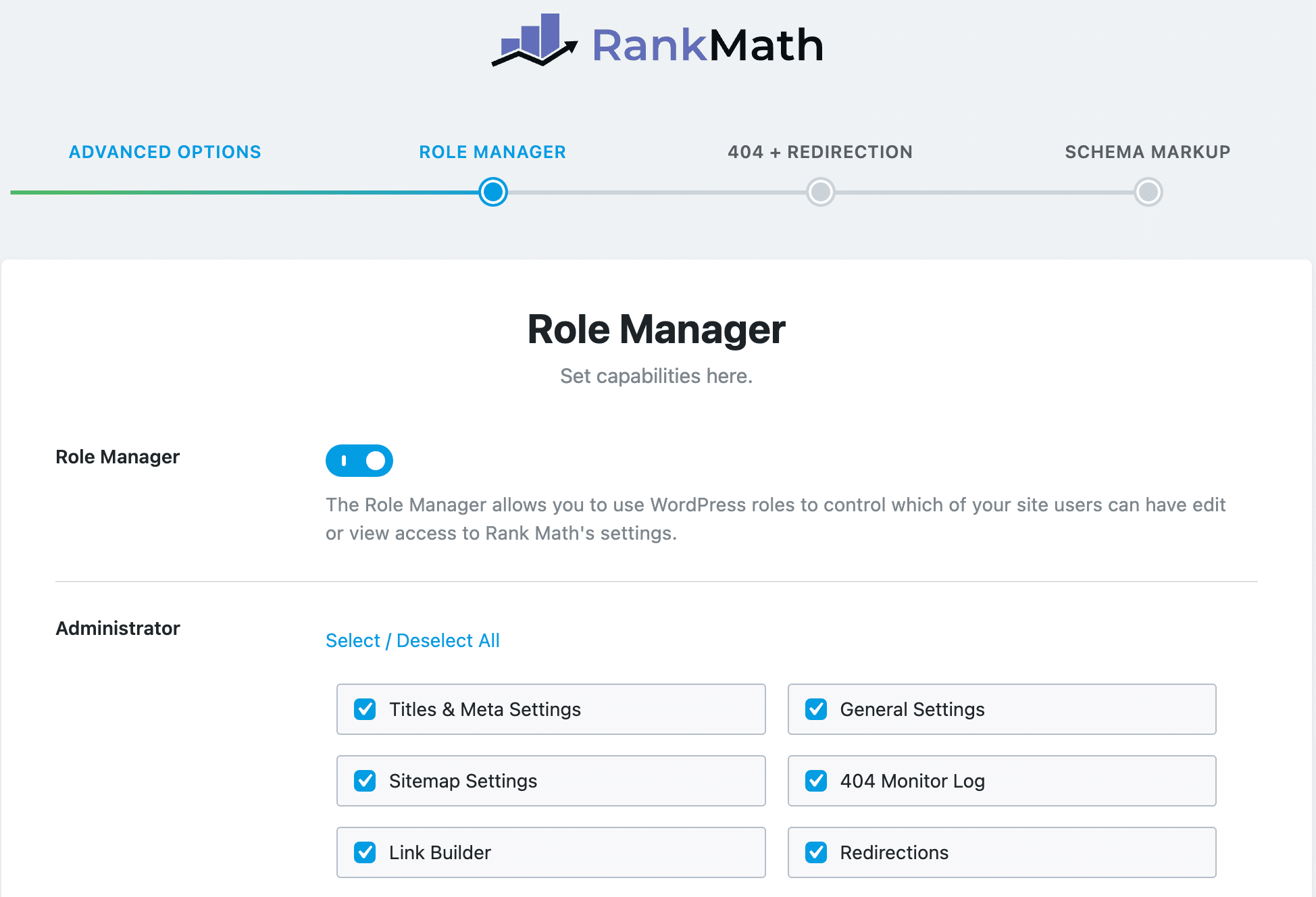 Setup wizard advanced optoins