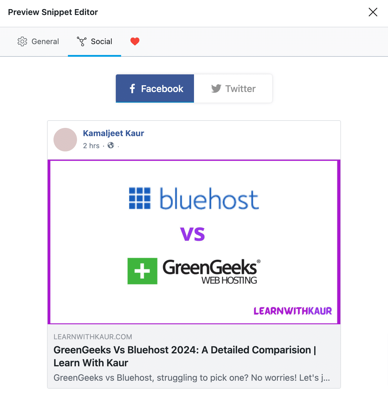 Social Snippet Preview 