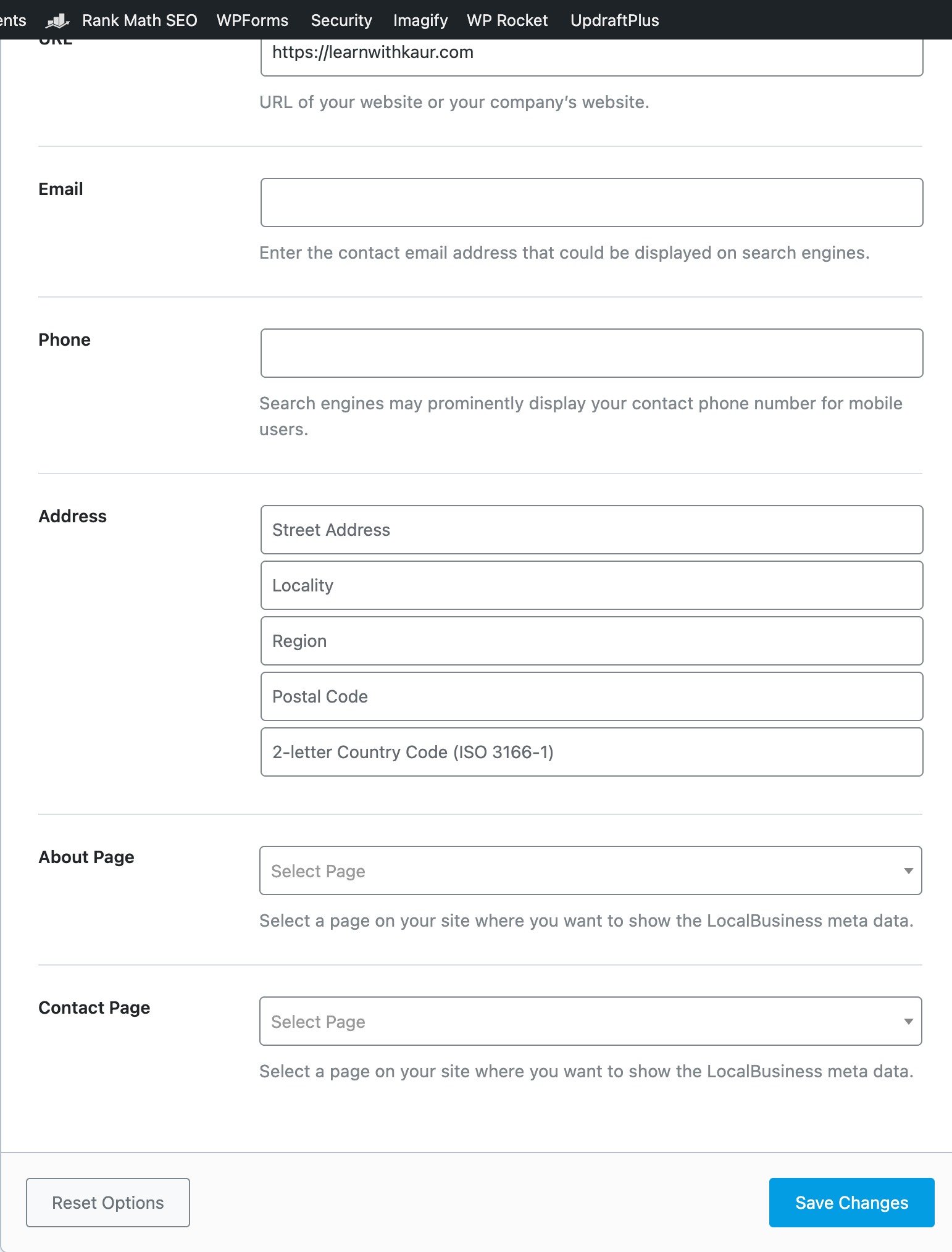 Local Seo Settings in Rank Math