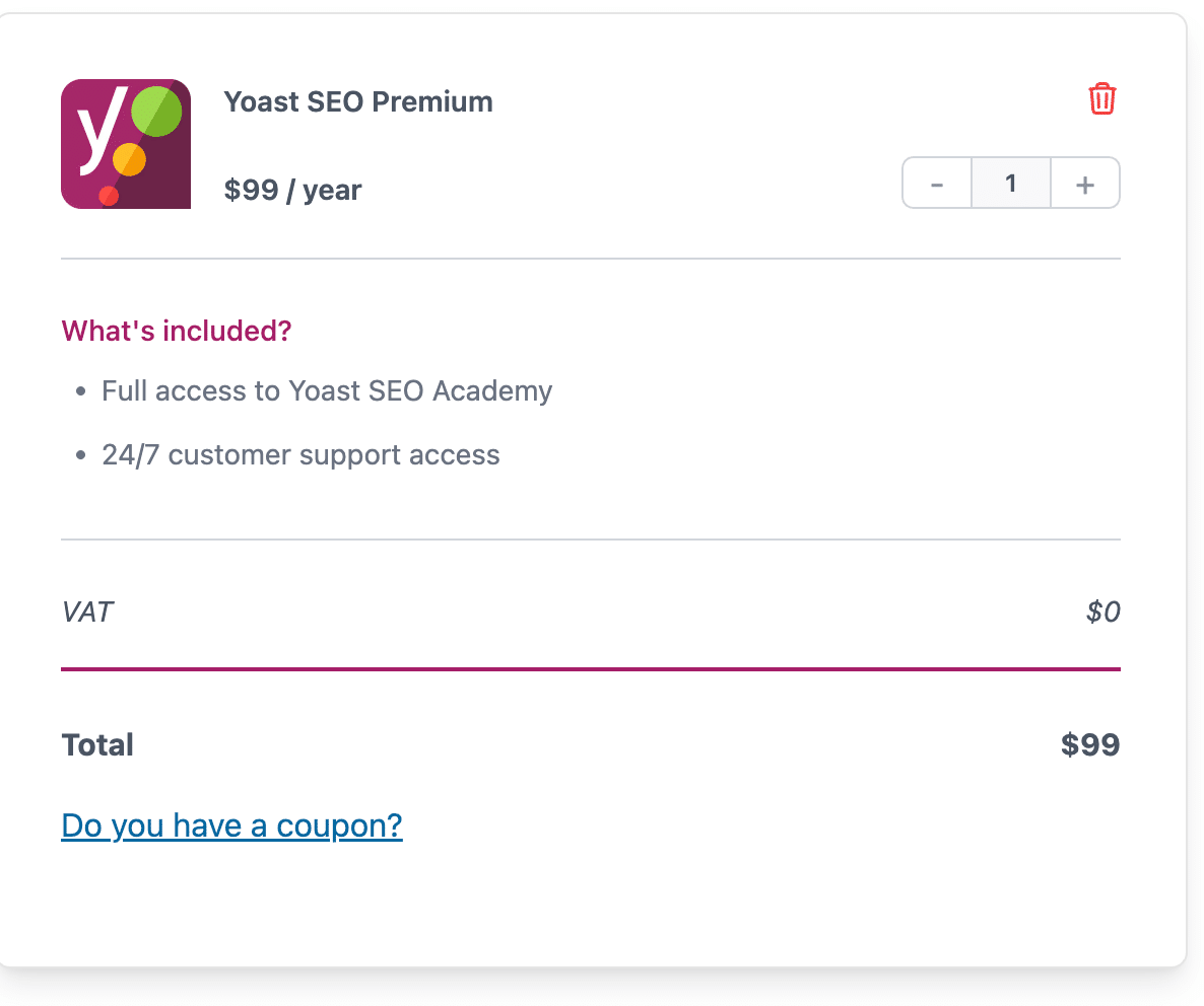 Yoast Pro Pricing for Single Website