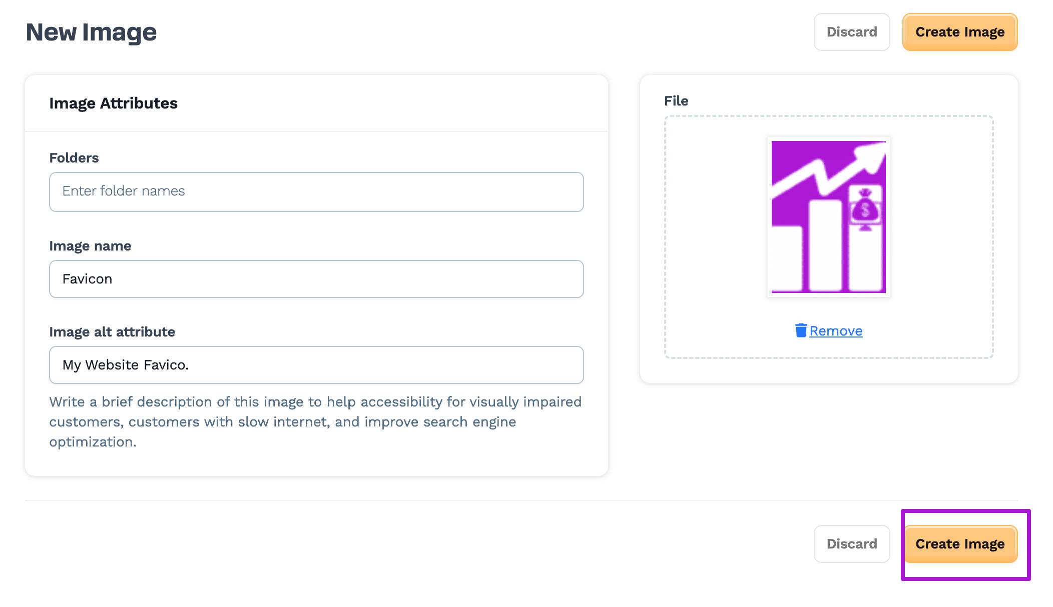Choose favicon image. 