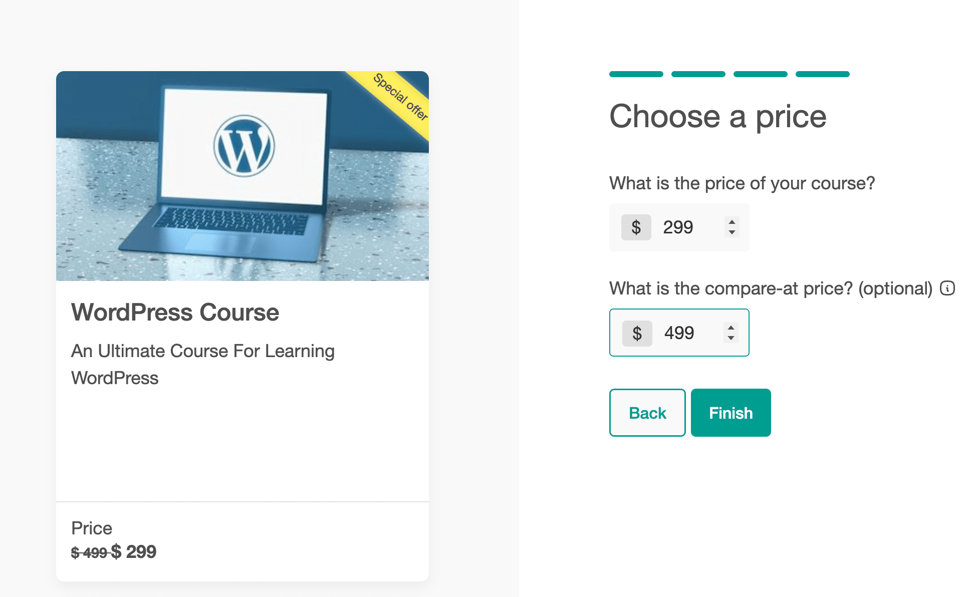 Course Pricing Screenshot