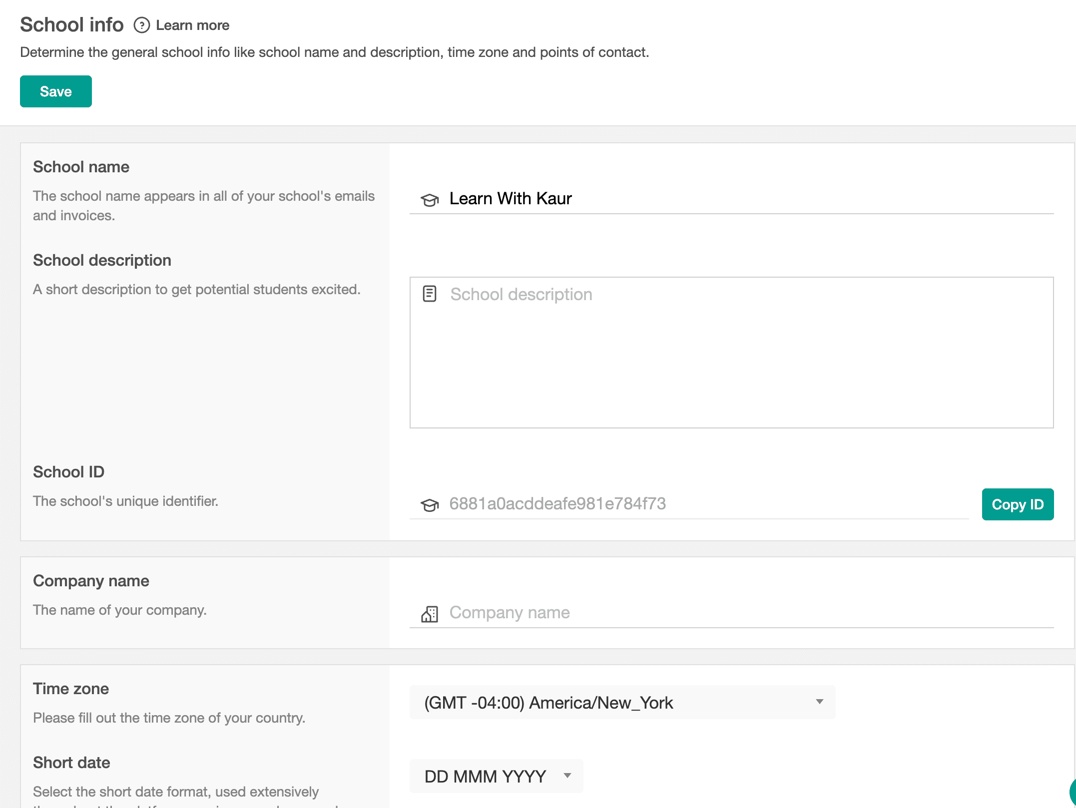 Add school information