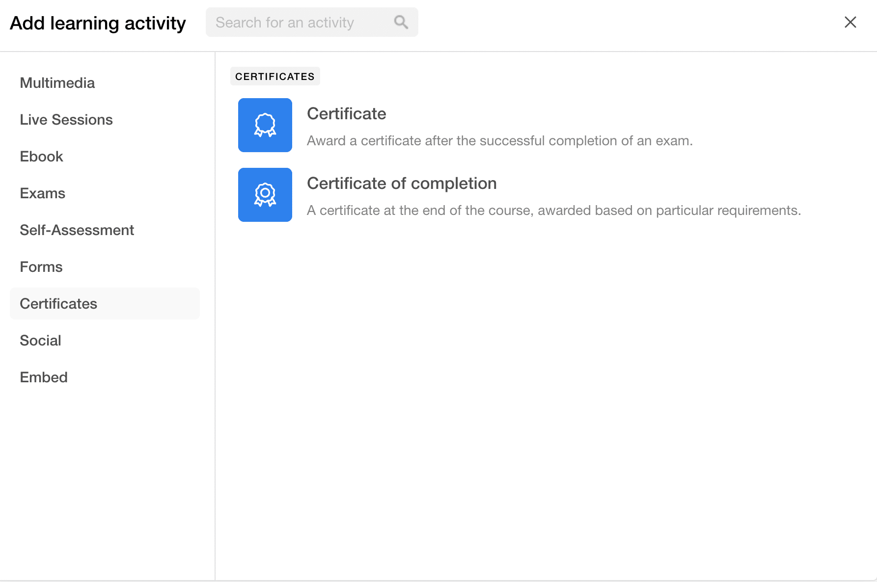 Certificate Learning Activity Screenshot