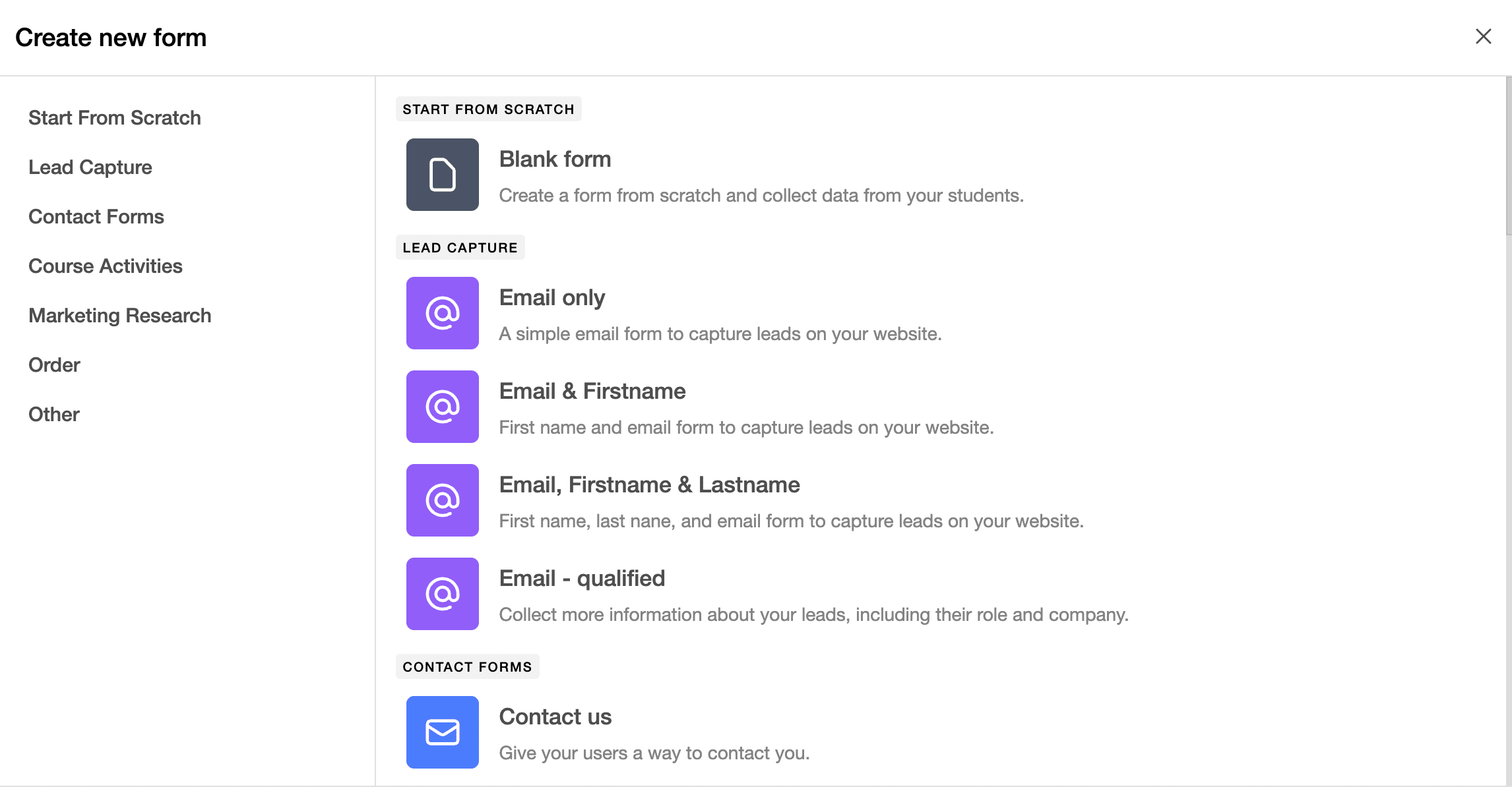 Form builder screenshot